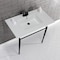 Fauceture KVPB37227W4MB 37-Inch Console Sink with Brass Legs (4-Inch, 3 Hole), White/Matte Black KVPB37227W4MB - alternate 3